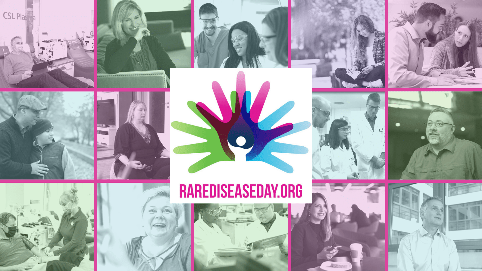 Patienten und CSL Behring Mitarbeitende in den Farben des Rare Disease Days