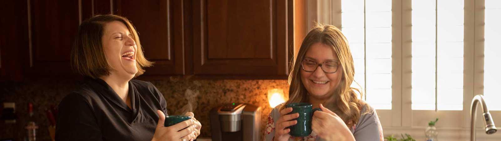 Two women having tea