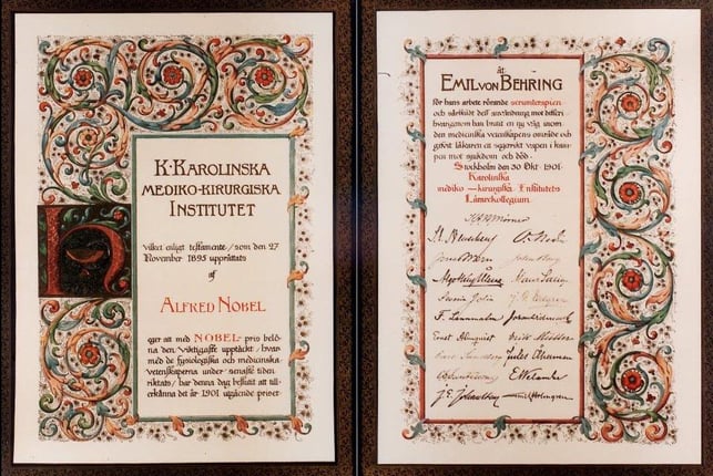 Nobelpreisurkunde von 1901 an Emil von Behring
